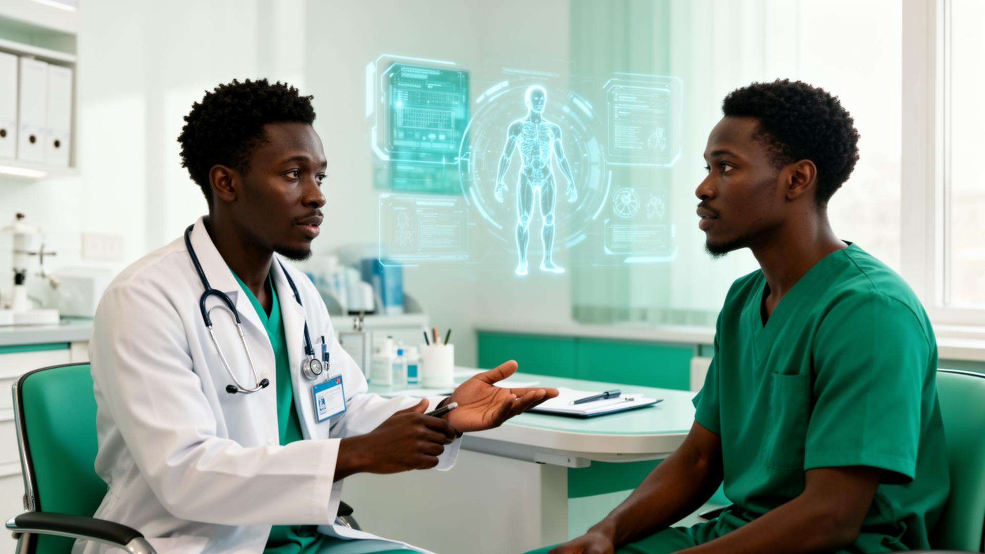 Doctor with AI-powered clinical assistant